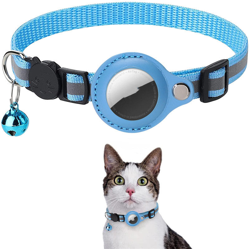 AirTag cat collar in sky blue