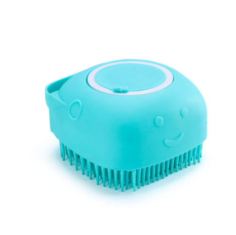 Silicone pet bath brush in blue