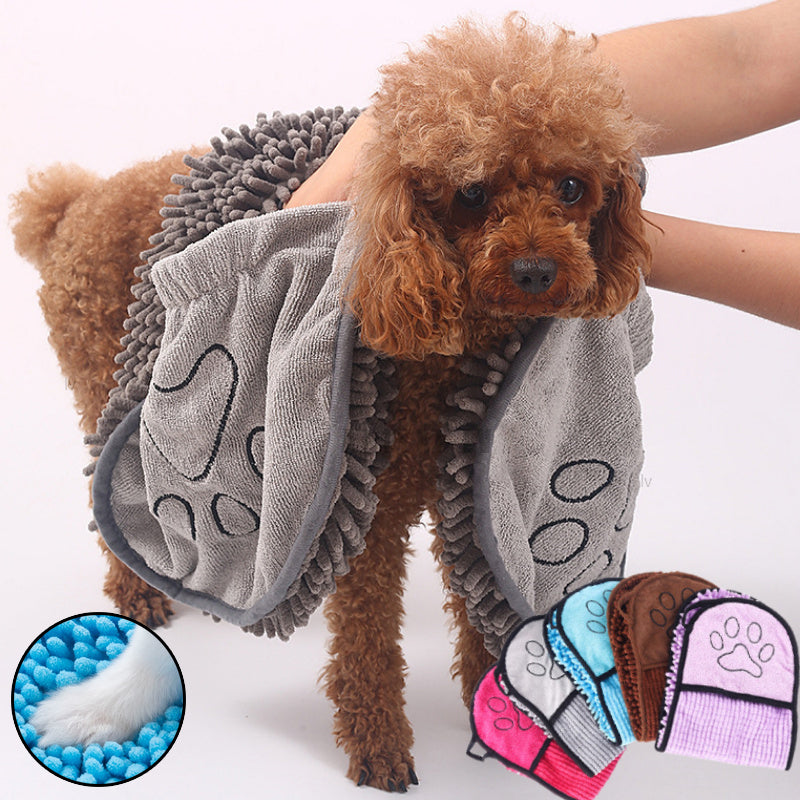 Super-Absorbent Pet Bath Towel with Hand Pockets