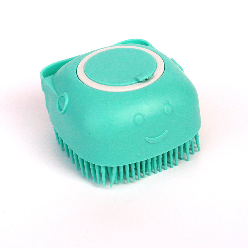 Silicone pet bath brush in green